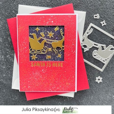 Picket Fence Studios Santa is Here Slim Line 4x4 Inch Die Cutting System Insert (SDCS-124) (OUTLET)