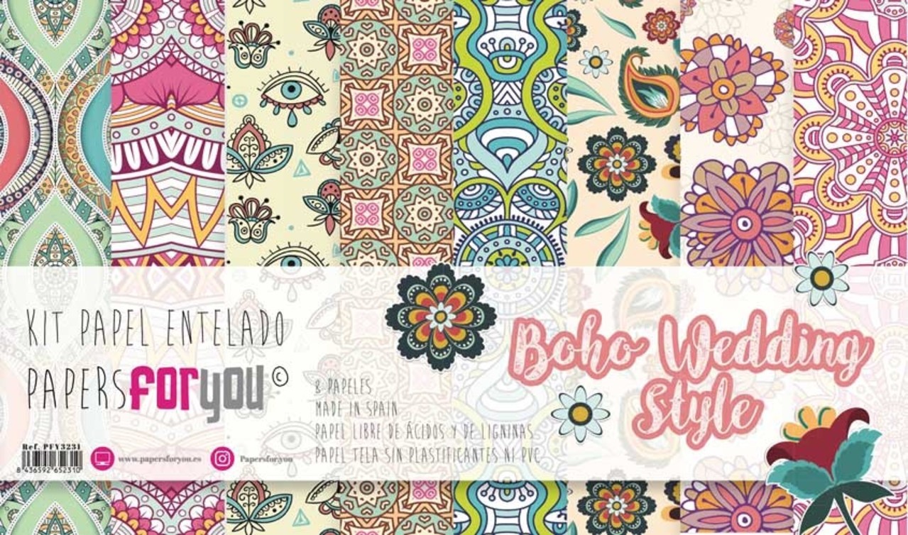 Papers For You Boho Wedding Style Canvas Scrap Pack (8pcs) (PFY-3231) (DISCONTINUED) Papers For You Boho Wedding Style Canvas Scrap Pack (8pcs) (PFY-3231) (DISCONTINUED)