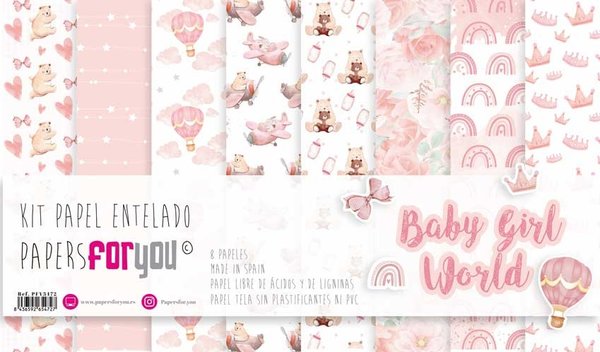 Papers For You Baby Girl World Canvas Scrap Pack (8pcs) (PFY-3472) (DISCONTINUED)