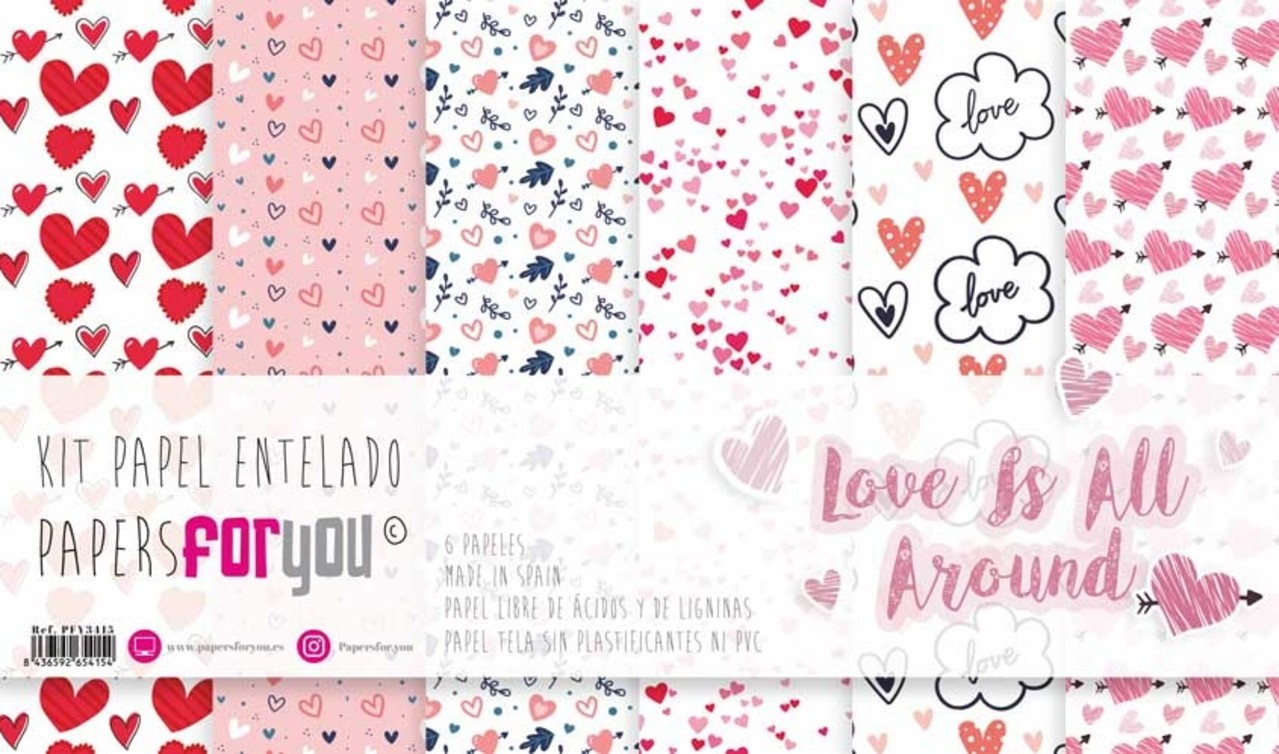 Papers For You Love Is All Around Canvas Scrap Pack (6pcs) (PFY-3415) (DISCONTINUED)