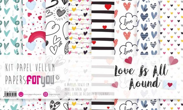 Papers For You Love Is All Around Vellum Paper Pack (8pcs) (PFY-3431) (DISCONTINUED)
