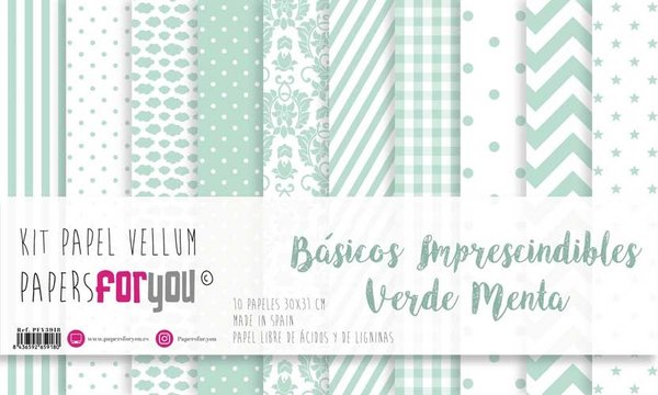Papers For You Basicos Imprescindibles Verde Menta Vellum Paper Pack (10pcs) (PFY-3918) (DISCONTINUED) Papers For You Basicos Imprescindibles Verde Menta Vellum Paper Pack (10pcs) (PFY-3918) (DISCONTINUED)