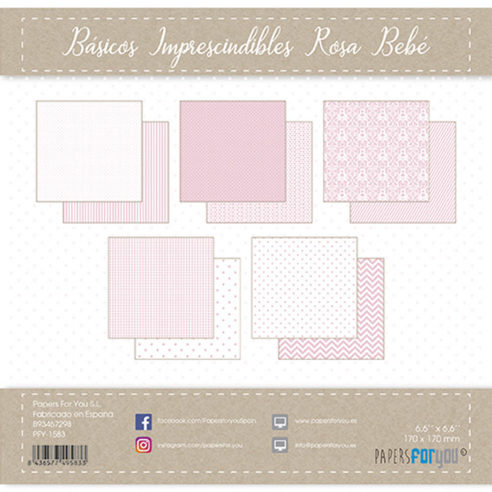 Papers For You Basicos Imprescindibles Rosa Bebe Mini Scrap Paper Pack (25pcs) (PFY-1583) (DISCONTINUED)