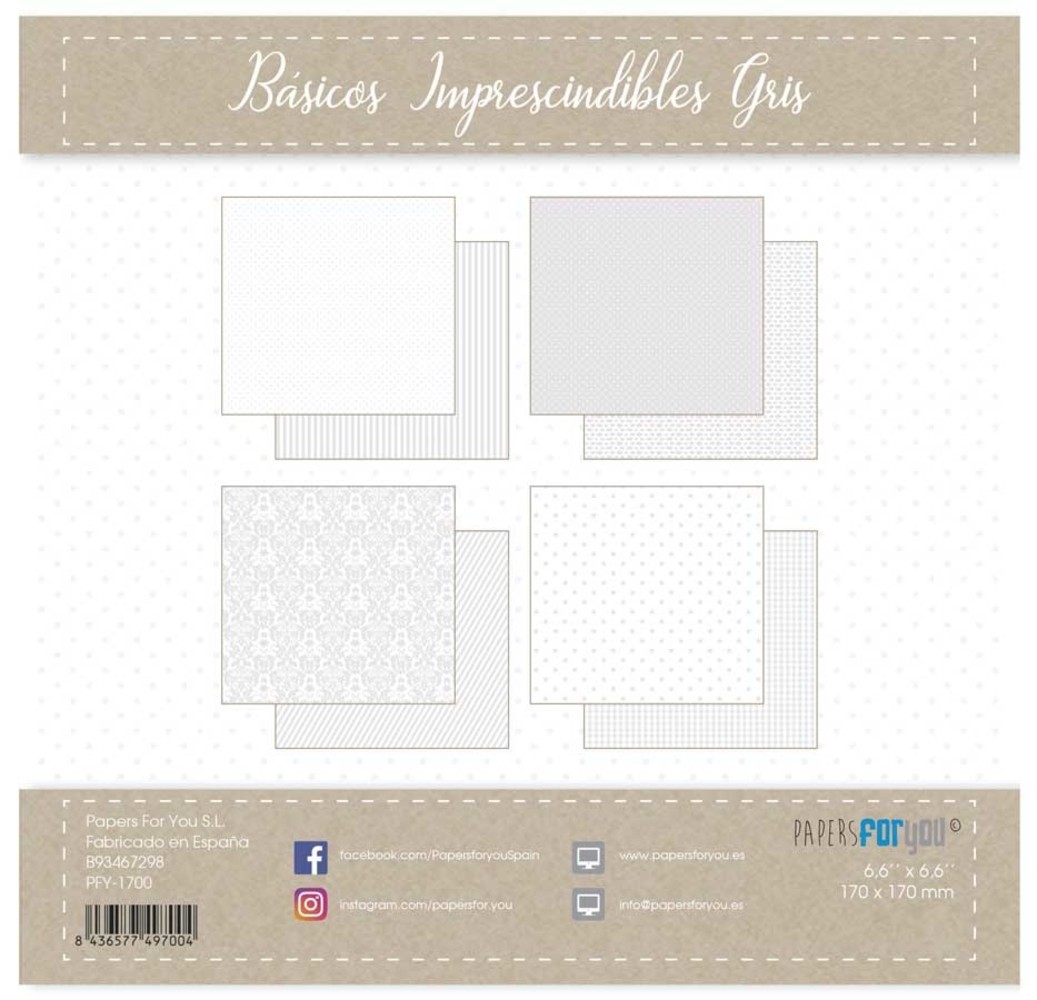 Papers For You Basicos Imprescindibles Gris Mini Scrap Paper Pack (24pcs) (PFY-1700) (DISCONTINUED) Papers For You Basicos Imprescindibles Gris Mini Scrap Paper Pack (24pcs) (PFY-1700) (DISCONTINUED)