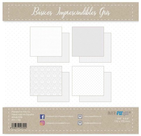 Papers For You Basicos Imprescindibles Gris Mini Scrap Paper Pack (24pcs) (PFY-1700) (DISCONTINUED) Papers For You Basicos Imprescindibles Gris Mini Scrap Paper Pack (24pcs) (PFY-1700) (DISCONTINUED)