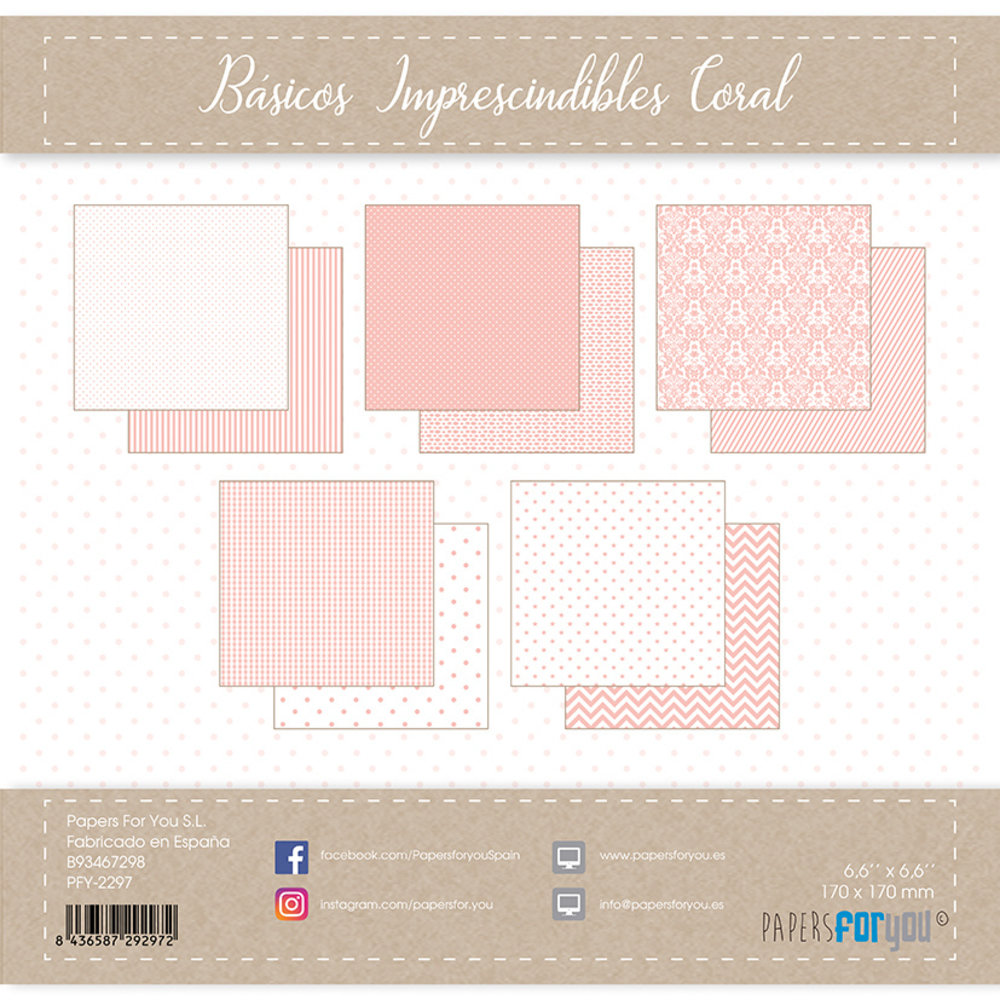 Papers For You Basicos Imprescindibles Coral Mini Scrap Paper Pack (25pcs) (PFY-2297) (DISCONTINUED) Papers For You Basicos Imprescindibles Coral Mini Scrap Paper Pack (25pcs) (PFY-2297) (DISCONTINUED)