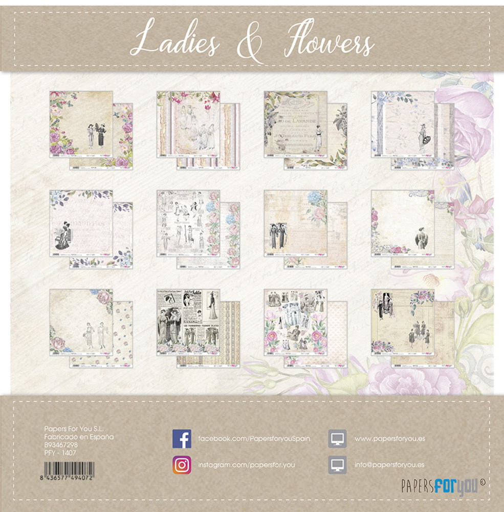 Papers For You Ladies & Flowers Scrap Paper Pack (12pcs) (PFY-1407) (DISCONTINUED)