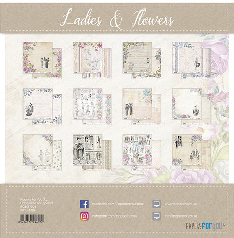 Papers For You Ladies & Flowers Scrap Paper Pack (12pcs) (PFY-1407) (DISCONTINUED)