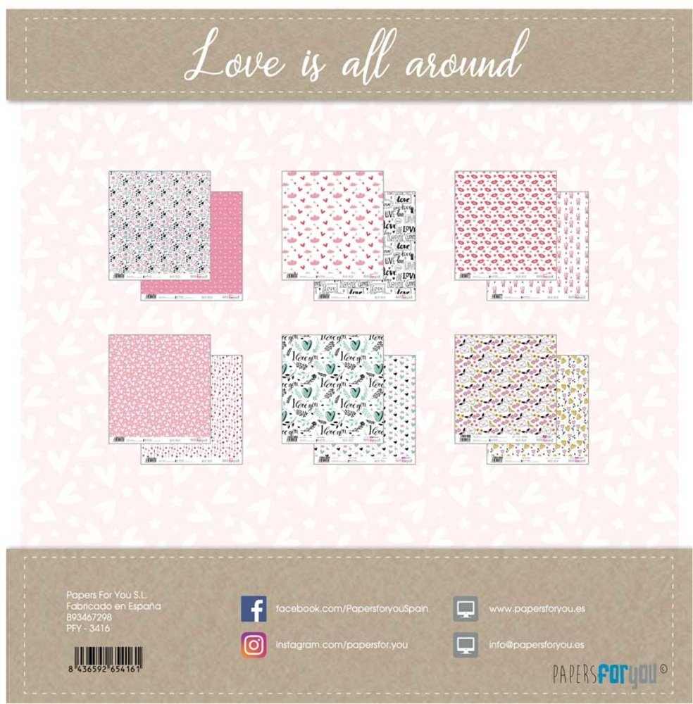Papers For You Love Is All Around Scrap Paper Pack (6pcs) (PFY-3416) (DISCONTINUED)