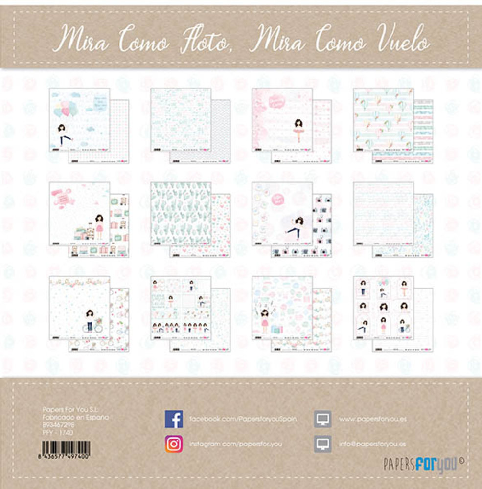 Papers For You Mira Como Aota, Mira Como Vuelo Scrap Paper Pack (12pcs) (PFY-1740) (DISCONTINUED)