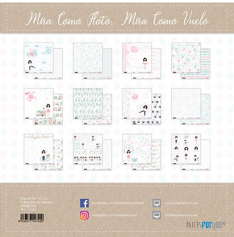 Papers For You Mira Como Aota, Mira Como Vuelo Scrap Paper Pack (12pcs) (PFY-1740) (DISCONTINUED)