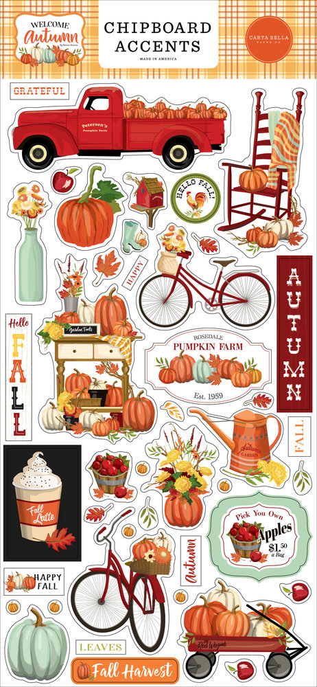 Carta Bella Welcome Autumn Chipboard Accents (CBWA138021) (OUTLET)