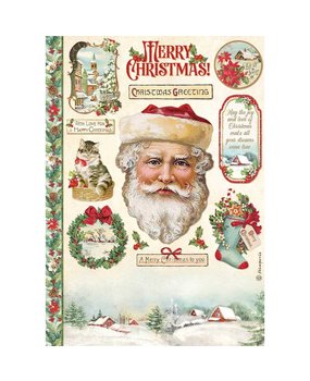 Stamperia Rice Paper A4 Classic Christmas Santa Claus (6pcs) (DFSA4593) (DISCONTINUED)