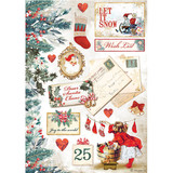 Stamperia Rice Paper A4 Romantic Christmas Let it Snow Cards (6pcs) (DFSA4614) (DISCONTINUED)