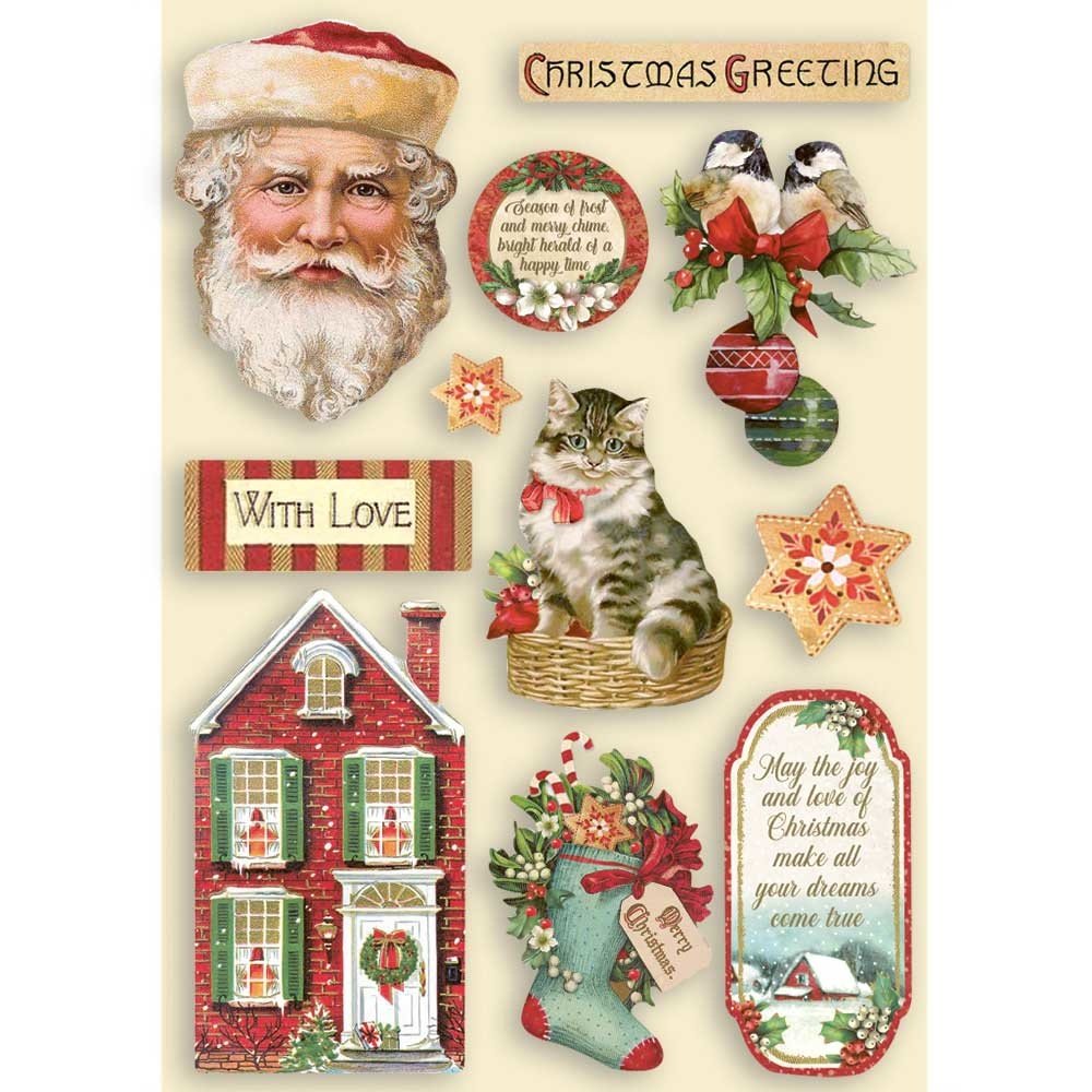 Stamperia Colored Wooden Shapes A5 Classic Christmas (KLSP108) (DISCONTINUED)