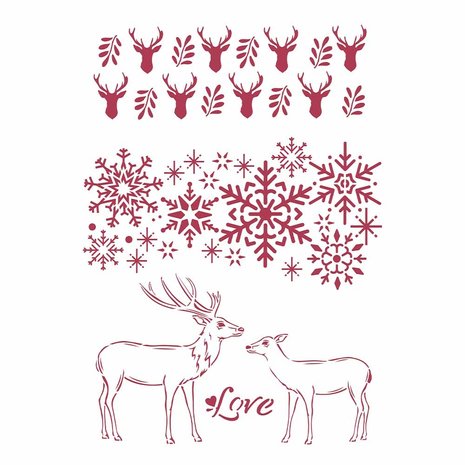 Stamperia Stencil A4 Winter Tales Love (KSG478) (OUTLET)