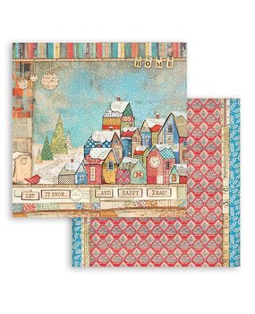 Stamperia Christmas Patchwork Houses 12x12 Inch Paper Sheets (10pcs) (SBB805) (DISCONTINUED)