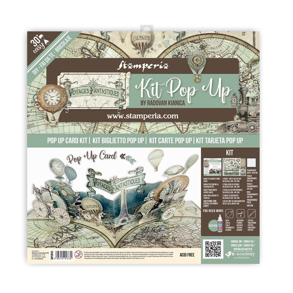 Stamperia Pop Up Kit 12x12 Inch Voyages Fantastiques Balloon (SBPOP03) (DISCONTINUED)
