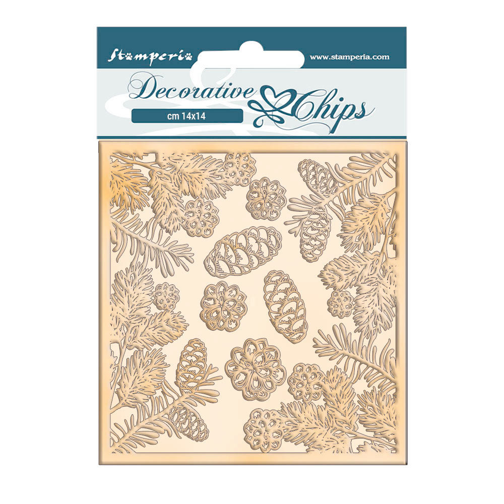 Stamperia Romantic Christmas Pinecones Decorative Chips (SCB102) (DISCONTINUED)