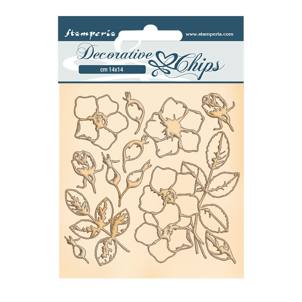 Stamperia Romantic Christmas Flowers Decorative Chips (SCB69) (DISCONTINUED)