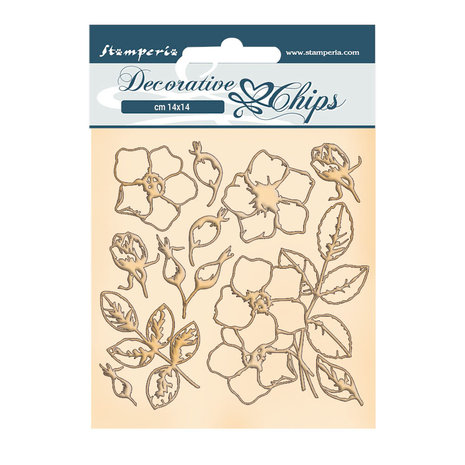 Stamperia Romantic Christmas Flowers Decorative Chips (SCB69) (DISCONTINUED)