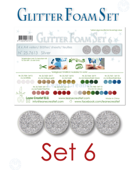 Leane Creatief Glitter Foam Sheets A4 Silver (4pcs) (25.7613) (DISCONTINUED)