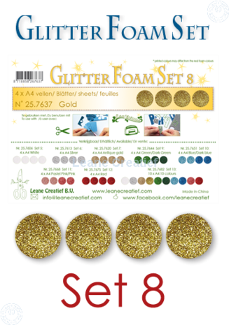 Leane Creatief Glitter Foam Sheets A4 Gold (25.7637) (DISCONTINUED)