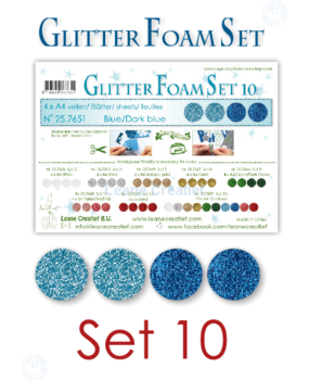 Leane Creatief Glitter Foam Sheets A4 Blue/Dark Blue (4pcs) (25.7651) (DISCONTINUED)