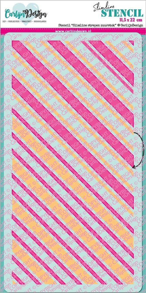 CarlijnDesign Stencil Slimline Stripes Candy Cane (CDSC-0015) (DISCONTINUED)