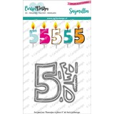 CarlijnDesign Snijmallen Kaarsjes Cijfer 5 (CDSN-0133) (DISCONTINUED)