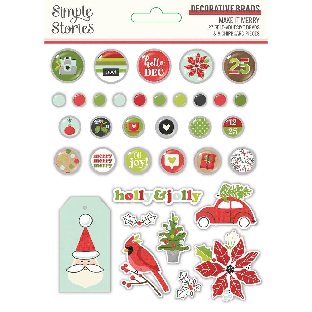 Simple Stories Make it Merry Decorative Brads (15723) (DISCONTINUED)