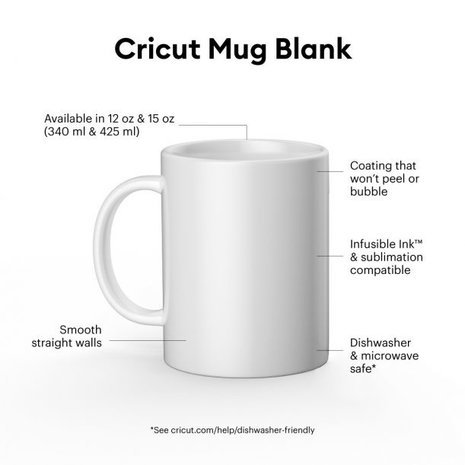 Cricut Ceramic Mug White 340ml (2pcs) (2007821) Cricut Ceramic Mug White 340ml (2pcs) (2007821)