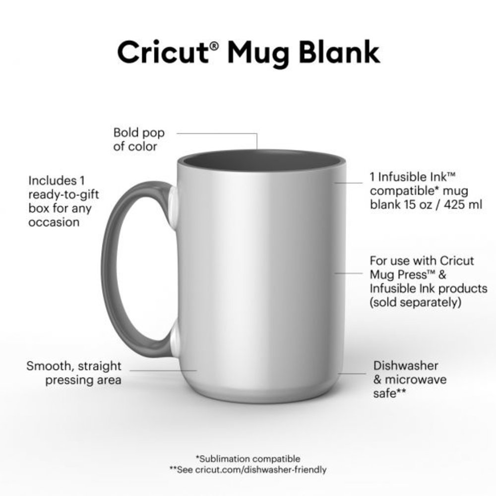 Cricut Beveled Ceramic Mug Blank White/Grey 425ml (2009330)