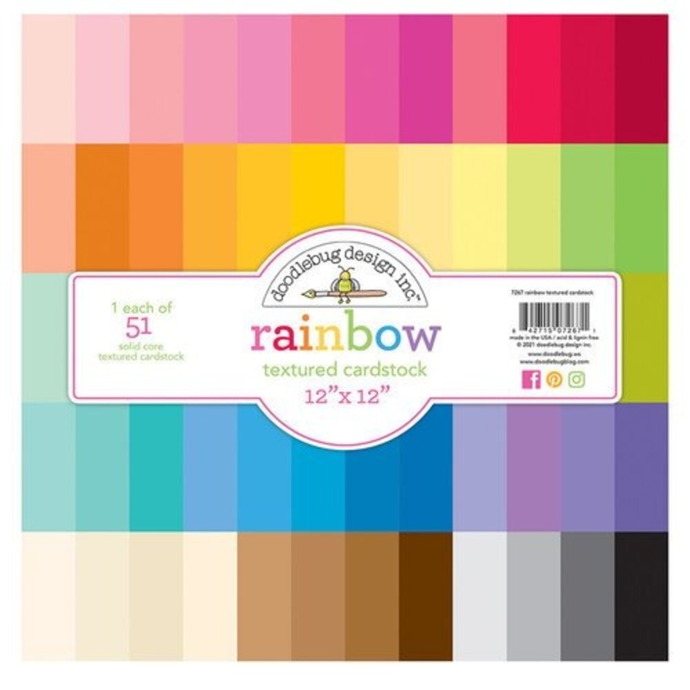 Doodlebug Design Rainbow 12x12 Inch Textured Cardstock Paper Pack (7267) (DISCONTINUED) Doodlebug Design Rainbow 12x12 Inch Textured Cardstock Paper Pack (7267) (DISCONTINUED)
