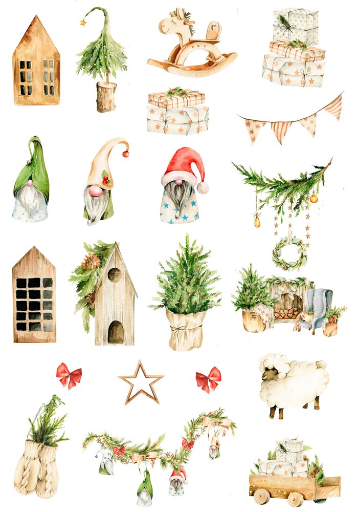 Reprint Vintage Christmas A4 Cutouts (KP0082) (OUTLET)