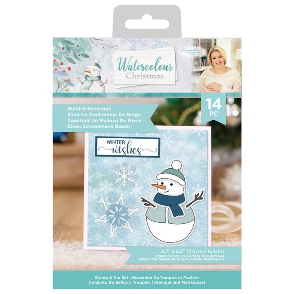 Crafter's Companion Watercolour Christmas Stamp & Die Build-A-Snowman (S-WC-STD-BUAS) (OUTLET)