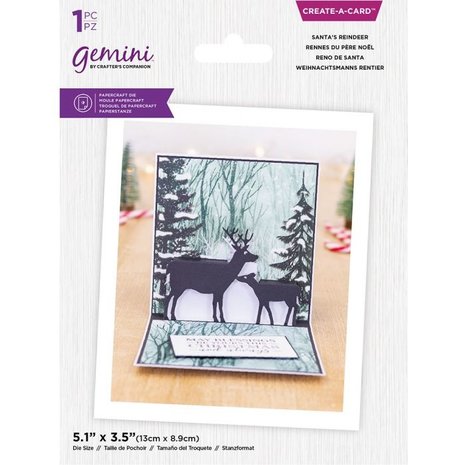 Gemini Christmas Pop Out Santa's Reindeer Create-a-Card Dies (GEM-MD-CAD-SANR) (DISCONTINUED)