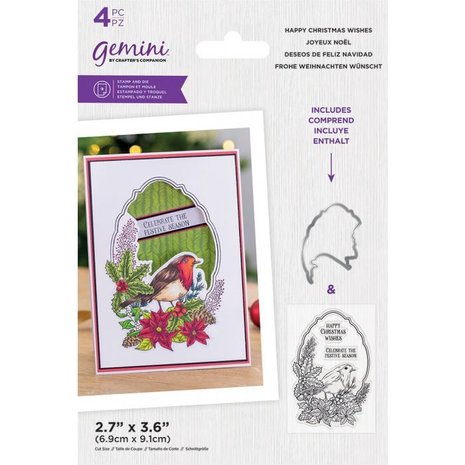 Gemini Happy Christmas Wishes Stamp & Die (GEM-STD-HACHWI) (DISCONTINUED)
