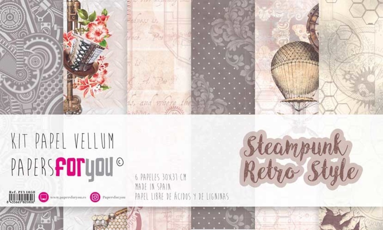 Papers For You Steampunk Retro Style Vellum Paper Pack (6pcs) (PFY-4051) (DISCONTINUED)