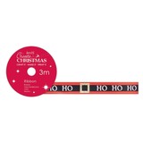 Papermania Create Christmas Satin Christmas Ribbon Ho Ho Ho (3m) (PMA 367969) (DISCONTINUED)