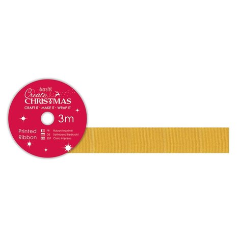 Papermania Create Christmas Printed Ribbon Gold Grosgrain (3m) (PMA 367953) (DISCONTINUED) Papermania Create Christmas Printed Ribbon Gold Grosgrain (3m) (PMA 367953) (DISCONTINUED)