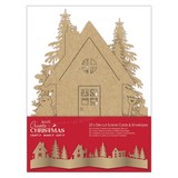 Papermania Create Christmas Card & Envelope Die-cut Scene Brown Kraft (25pcs) (PMA 150927) (DISCONTINUED)