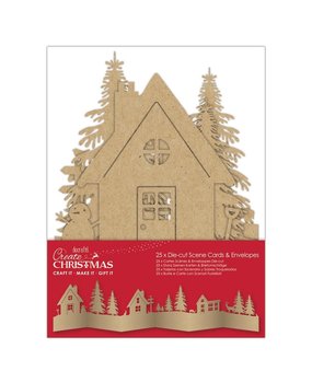 Papermania Create Christmas Card & Envelope Die-cut Scene Brown Kraft (25pcs) (PMA 150927) (DISCONTINUED)