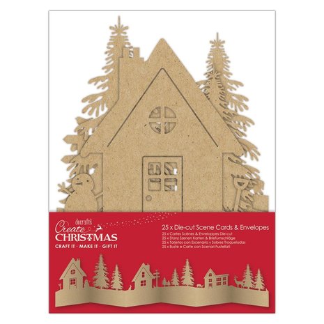 Papermania Create Christmas Card & Envelope Die-cut Scene Brown Kraft (25pcs) (PMA 150927) (DISCONTINUED)