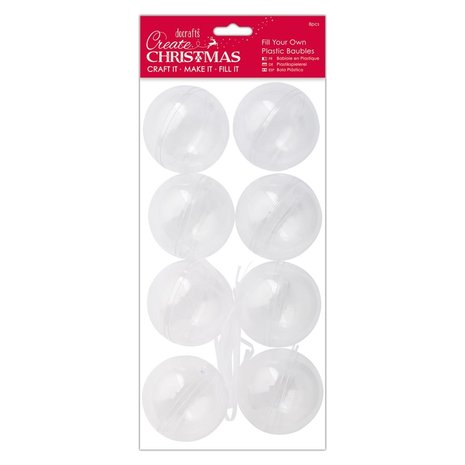 Papermania Create Christmas Plastic Fillable Baubles 70mm (8pcs) ( PMA 105928) (DISCONTINUED)