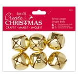Papermania Create Christmas Extra Large Jingle Bells Gold (6pcs) (PMA 356908) (DISCONTINUED)