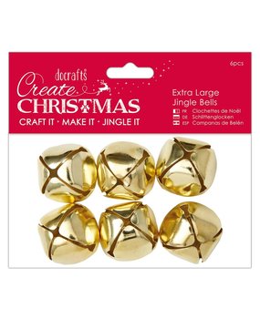 Papermania Create Christmas Extra Large Jingle Bells Gold (6pcs) (PMA 356908) (DISCONTINUED)
