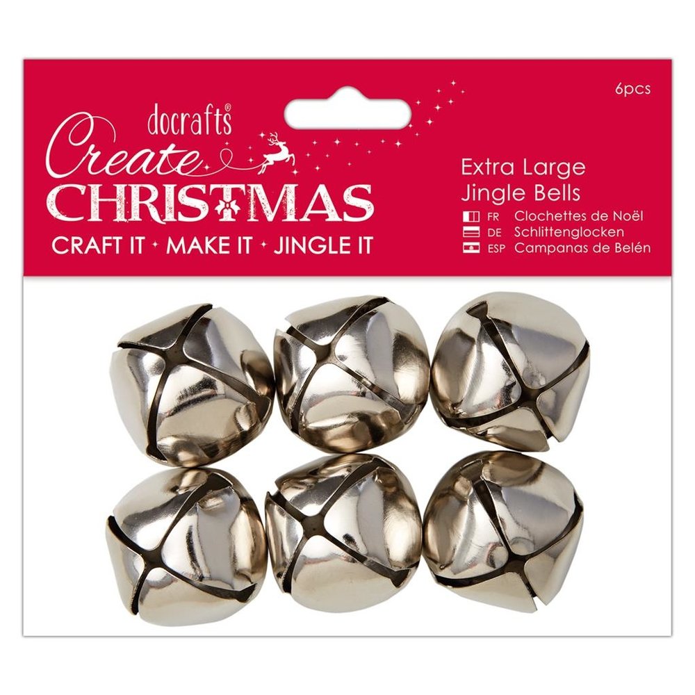 Papermania Create Christmas Extra Large Jingle Bells Silver (6pcs) (PMA 356909) (DISCONTINUED) Papermania Create Christmas Extra Large Jingle Bells Silver (6pcs) (PMA 356909) (DISCONTINUED)