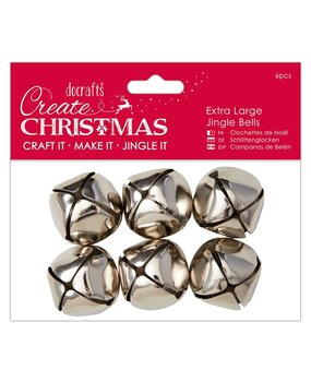 Papermania Create Christmas Extra Large Jingle Bells Silver (6pcs) (PMA 356909) (DISCONTINUED)
