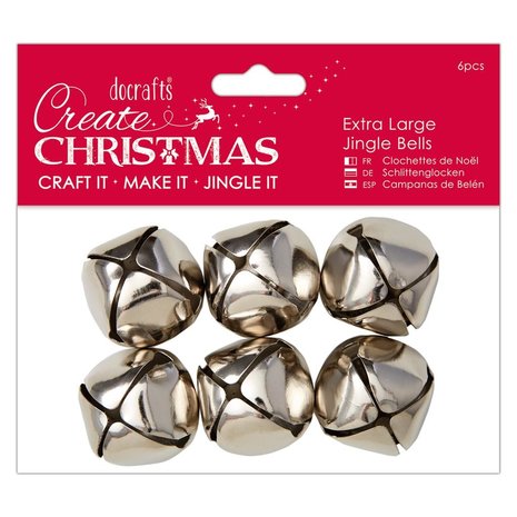 Papermania Create Christmas Extra Large Jingle Bells Silver (6pcs) (PMA 356909) (DISCONTINUED) Papermania Create Christmas Extra Large Jingle Bells Silver (6pcs) (PMA 356909) (DISCONTINUED)
